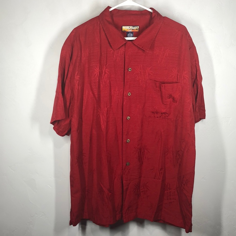 Havana Jacks Cafe 100% silk red top size xl